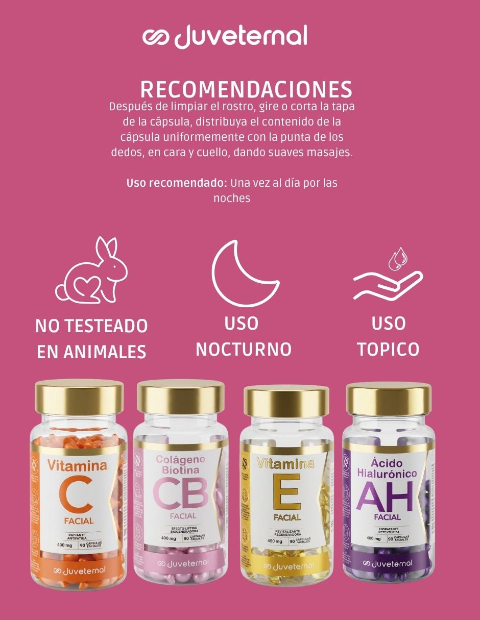Tratamiento facial Kit De Cápsulas Faciales Vitamina C Y Ácido Hialurónico Piel Radiante E Hidratada reafirmante antiedad Juveternal